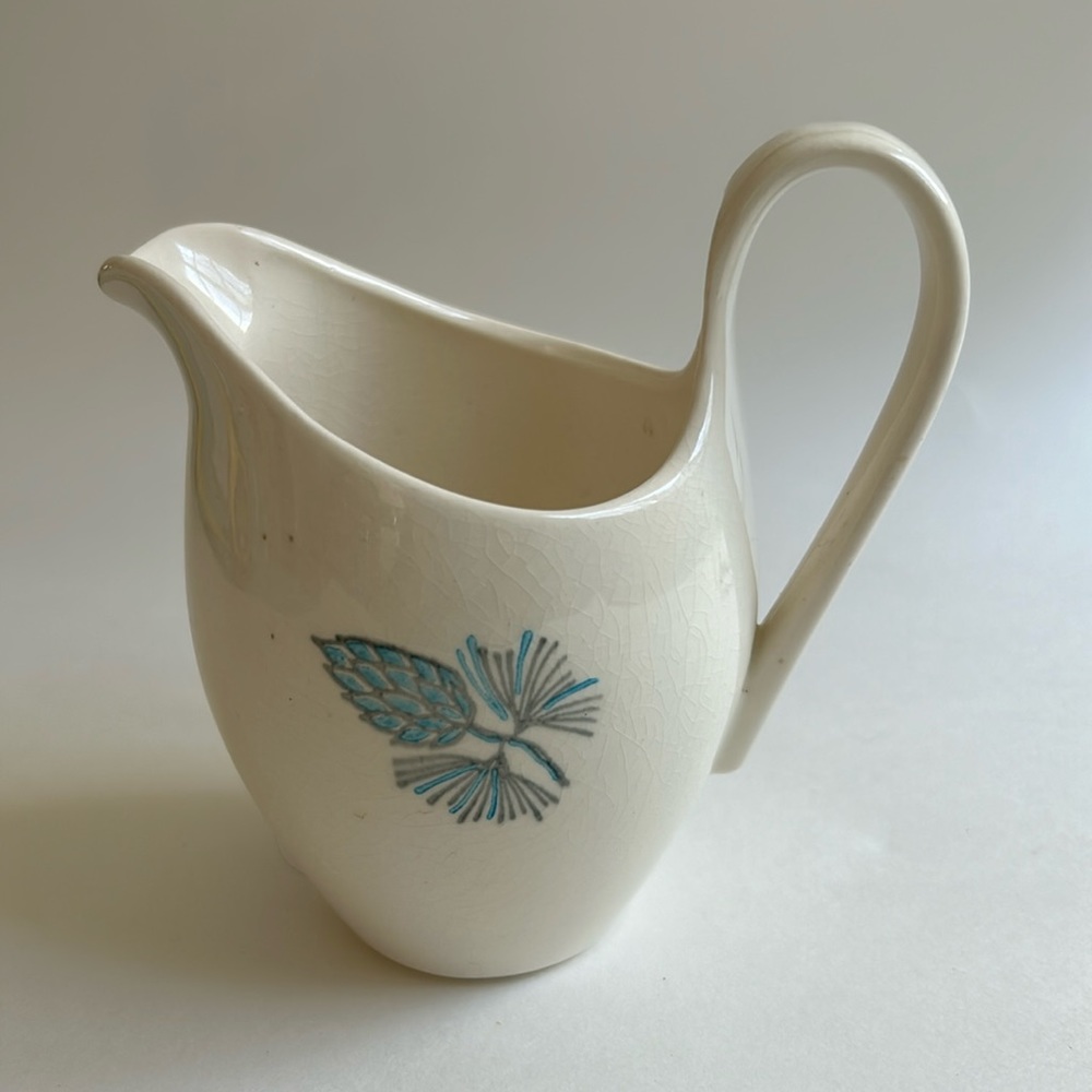 Creamer, Blue Spruce by Marcrest, ~4.5” tall at spout, vintage